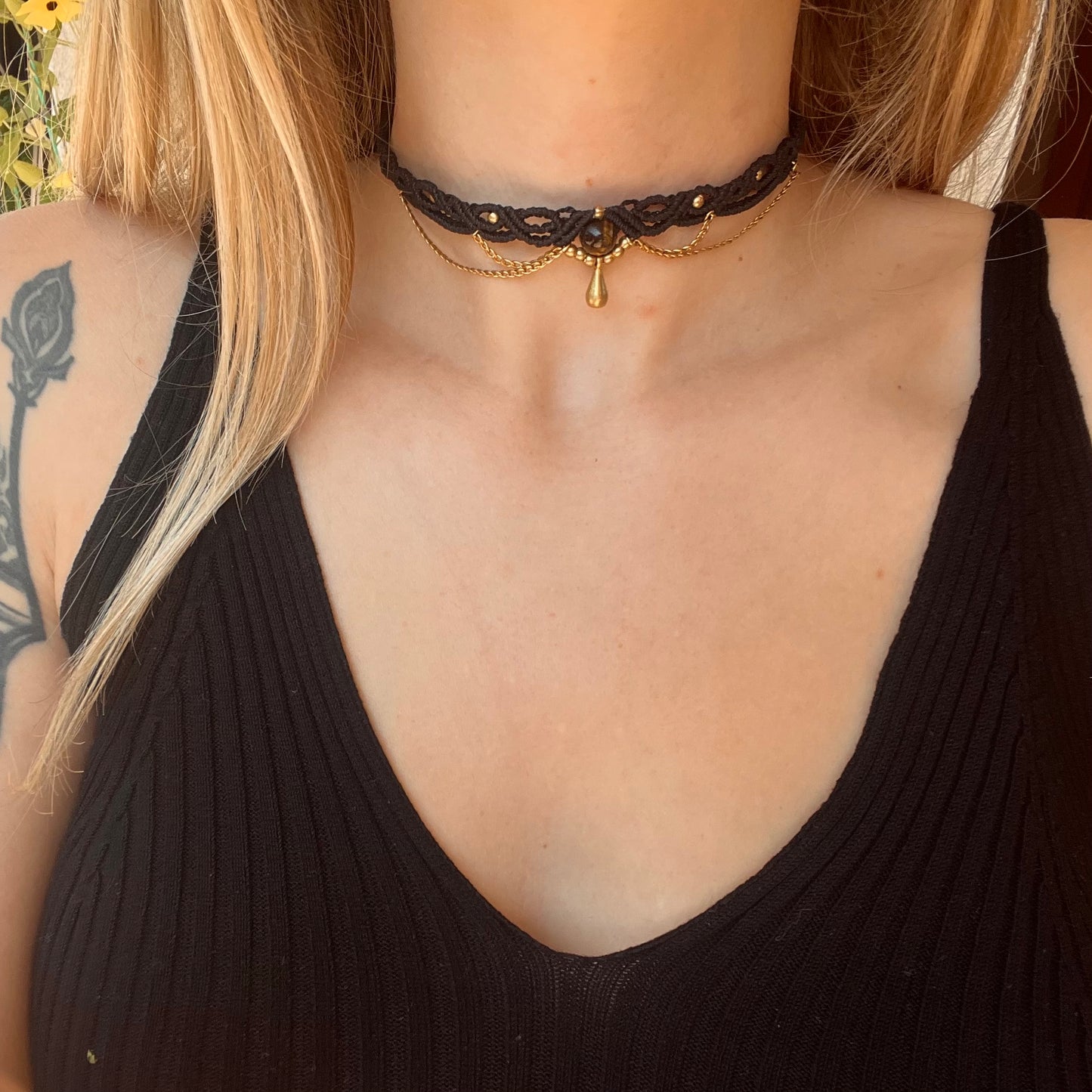 Choker s kristalom Tigrovo oko