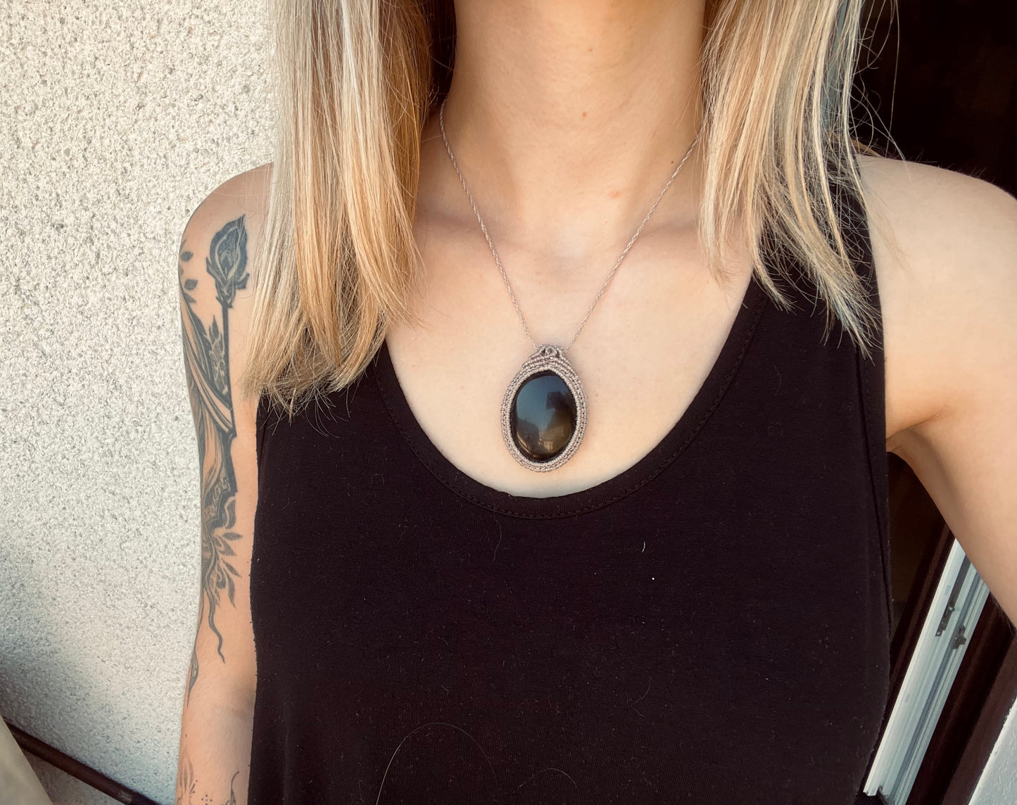 Obsidian Amulet Necklace