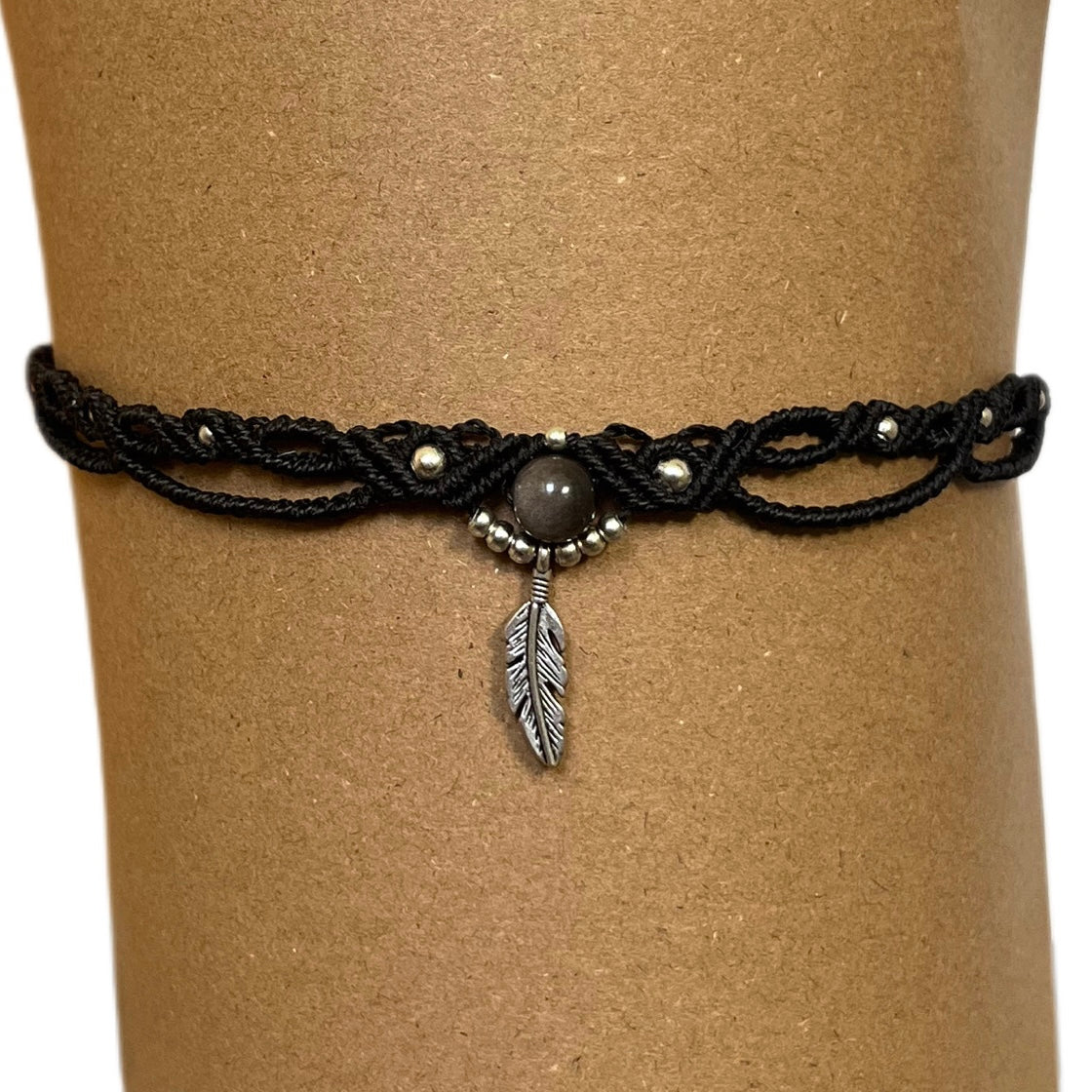 Silver Obsidian Choker Necklace