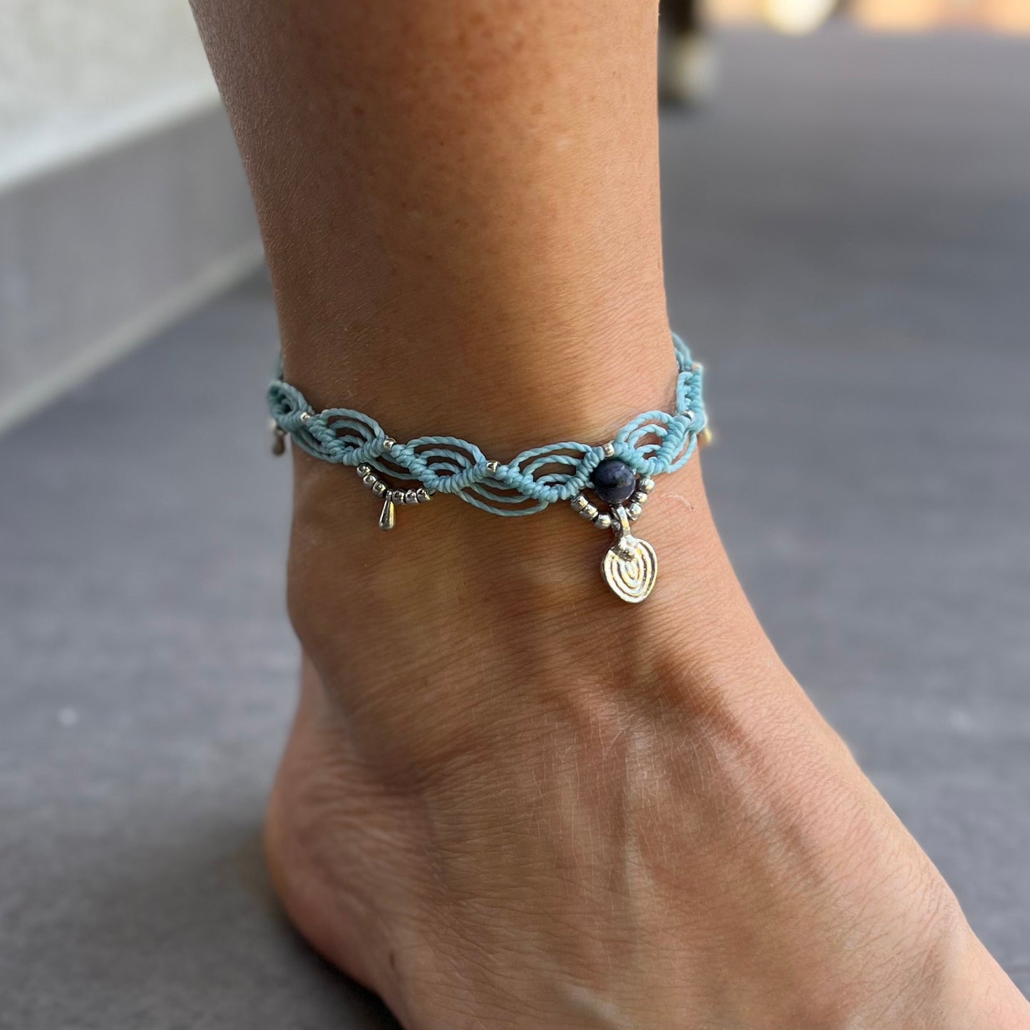 Blue Dot Stone Anklet