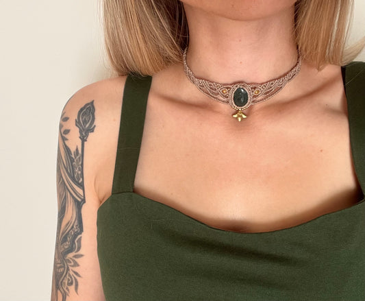 Ogrlica s kristalom Mahovni ahat