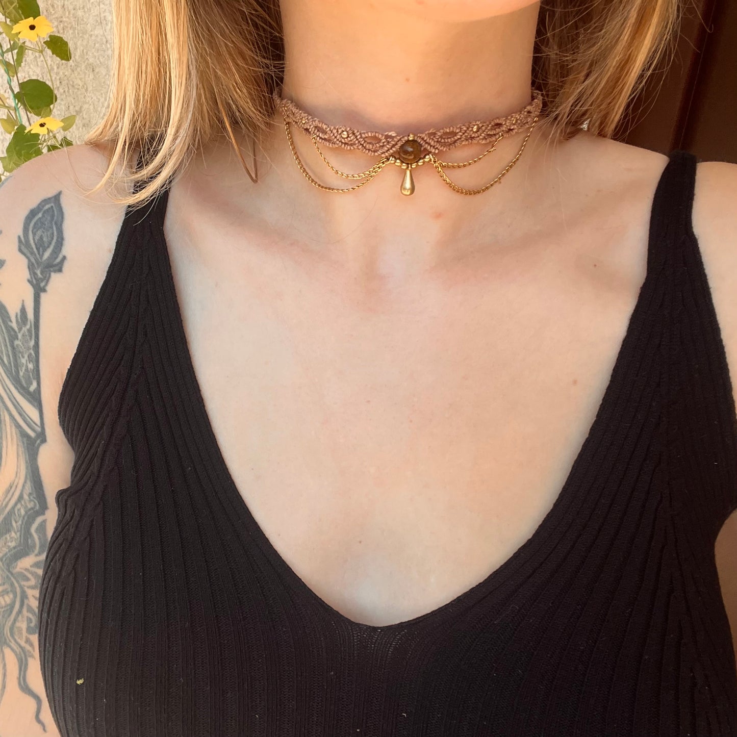Choker s kristalom Tigrovo oko
